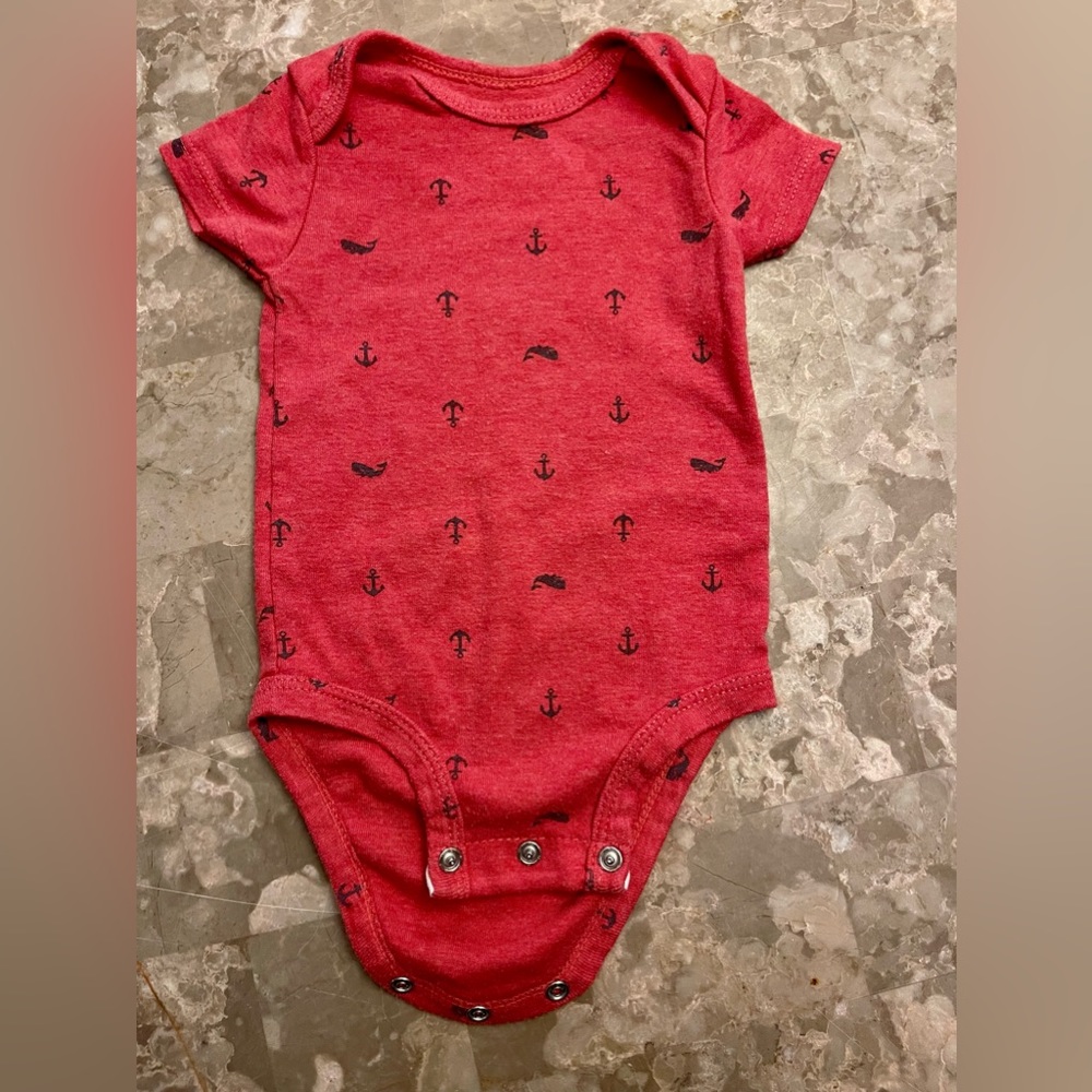 Carter’s red anchor/whale onesie - 6 months